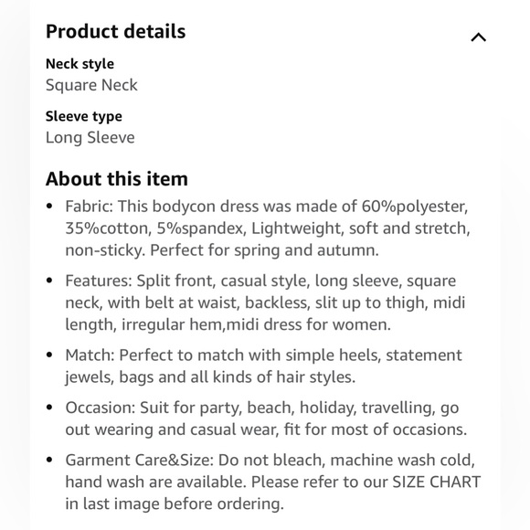 NWT EXLURA Black Square Long Sleeve Bodycon Midi Dress Split Front with Belt - Picture 3 of 9